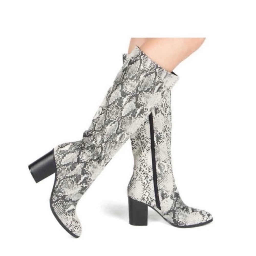 Qupid Snake Print Tall Boots Size 6